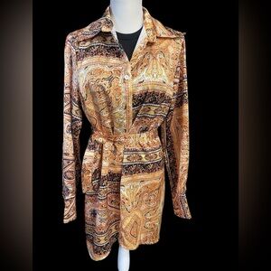 Vintage Paisley Button-Up Shirt Dress